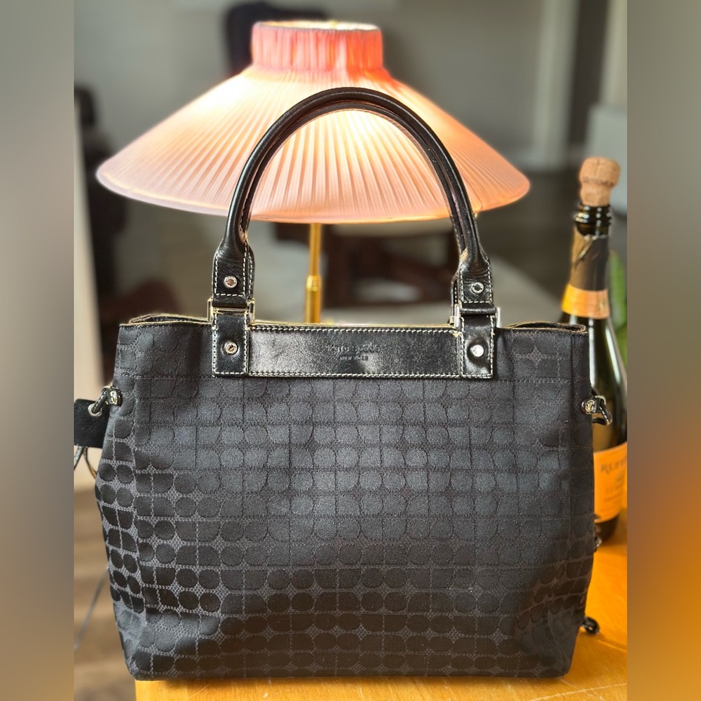 Kate Spade Large Jacquard canvas Black Geometric Tote